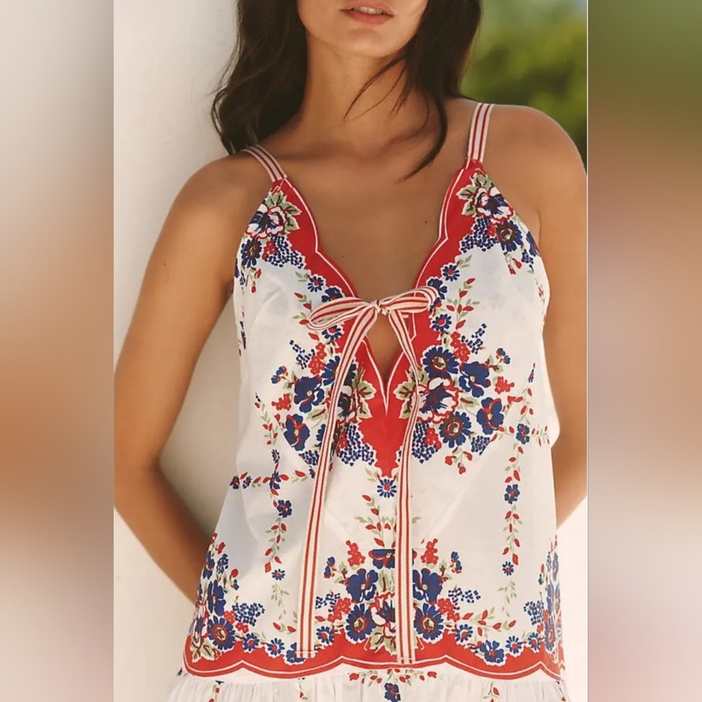 Celandine By Anthropologie NWT Plunge-Neck Drop-Waist Cotton Midi Dress Size XL - Picture 4 of 16
